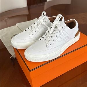 Hermes Women's Sneakers in White and Brown